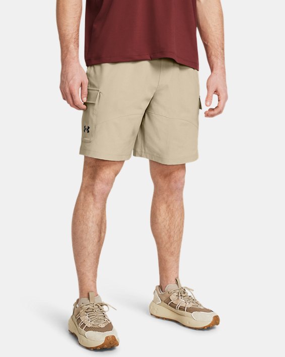 Men's UA Stretch Woven Cargo Shorts, Brown, pdpMainDesktop image number 0
